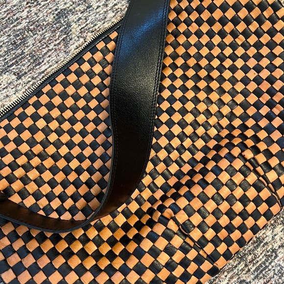 Clare V Moyen Messenger Bag Black and Tan Woven - Picture 8 of 13